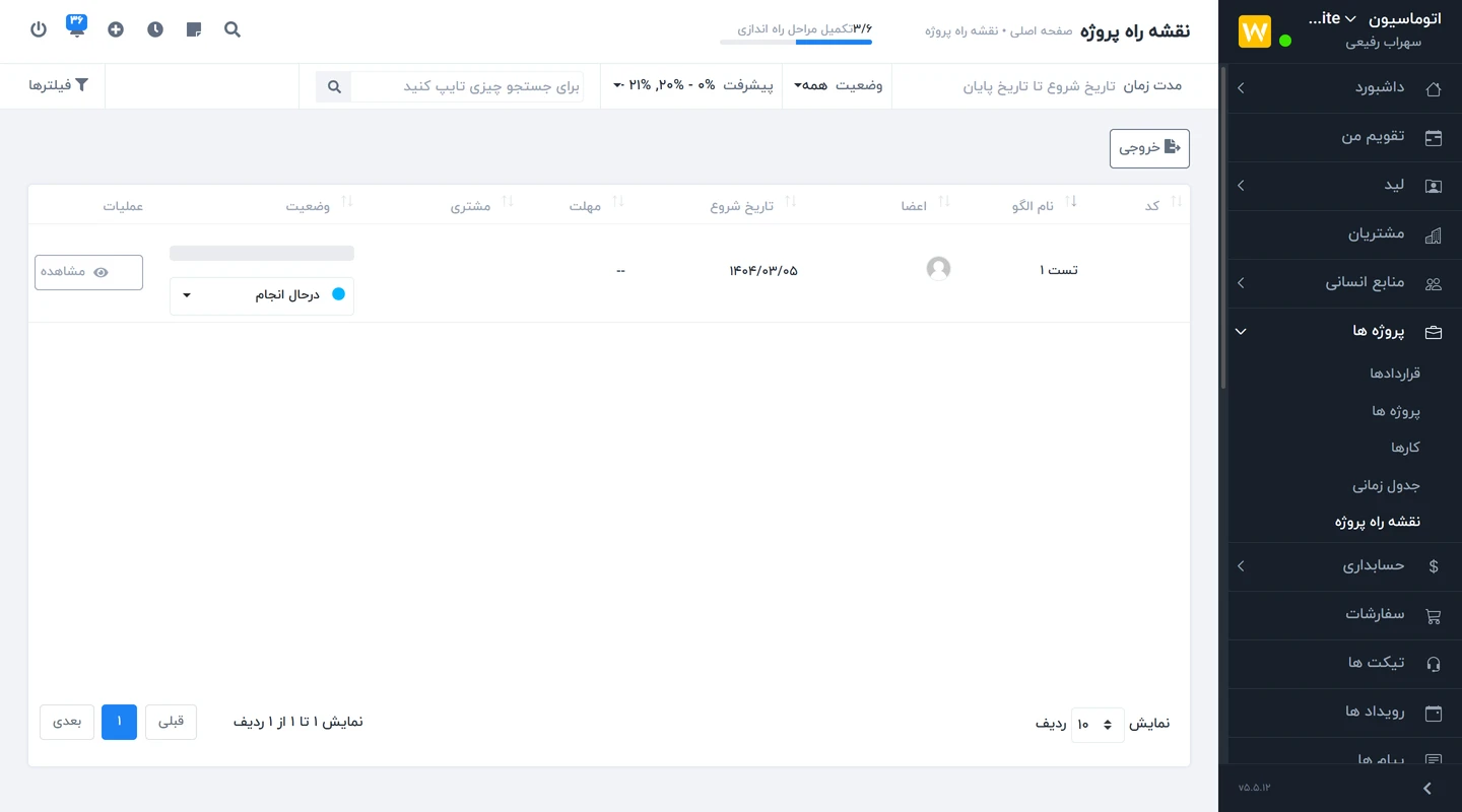 ماژول نقشه راه پروژه Worksuite CRM - گزارش دهی پیشرفته پروژه 2 نقشه و راه پروژه در ماژول پروژه