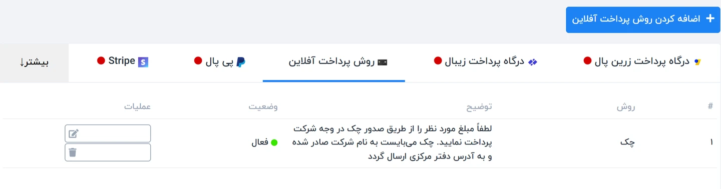 راهنمای تنظیمات درگاههای پرداخت در سیستم ورکسویت فارسی – Worksuite 1 روش پرداخت آفلاین در تنظیمات درگاههای پرداخت
